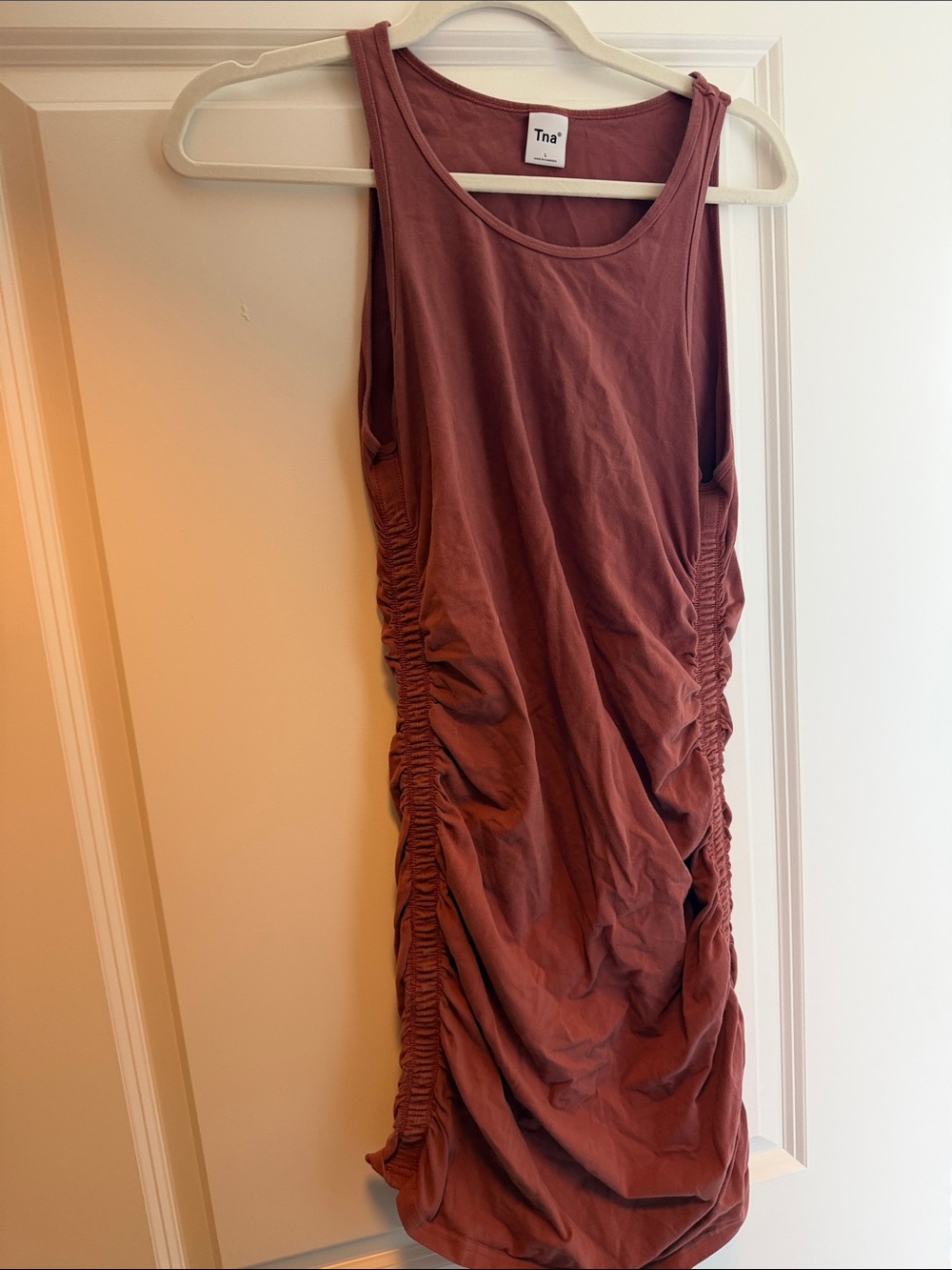 Aritzia Sleeveless Ruched Midi Dress - Dusty Rose